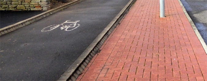 Colour coded bicycle versus pedestrian lanes