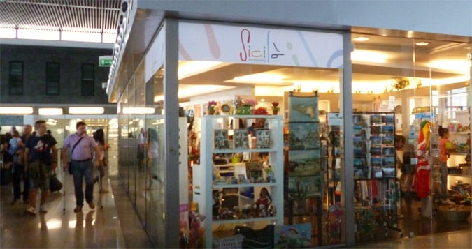 Catania International airport shops in Sicily, Italy.