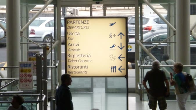 Catania airport wayfinding signs