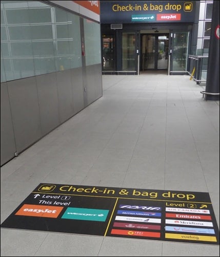 Floor signage for guiding users for good UX user experience wayfinding