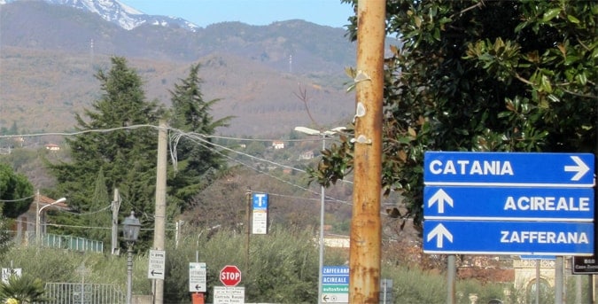 A Sicilian road sign on the Etna