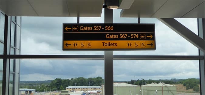 Directional signage in an airport