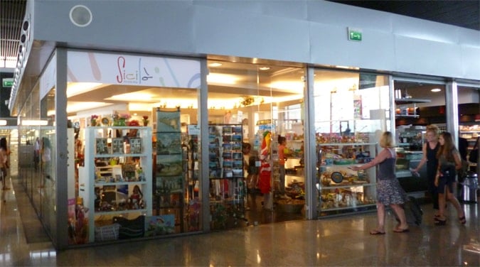 Closed storefront in a Sicilian airport